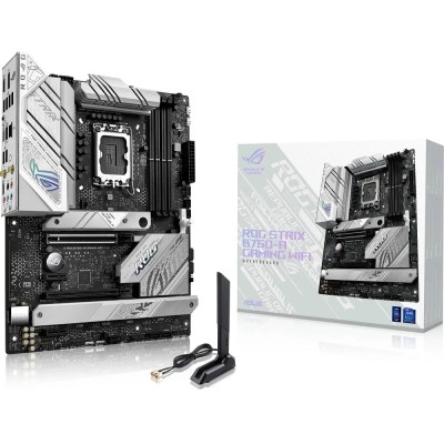Материнская плата ASUS ROG STRIX B760-A GAMING WIFI (Socket 1700, ATX, 4xDDR5(192GB), DP/HDMI, 1xPCIe 5.0x16/1xPCIe 3.0x16/2xPCIe 3.0, 1xLAN (2.5GbE), Wi-Fi 6E, BT, 4xSATA 6Gb/s, 3xM.2, 2xType-C, 3xUSB 3.2, 4xUSB) Материнская плата ASUS ROG STRIX B760-A GAMING WIFI (Socket 1700, ATX, 4xDDR5(192GB), DP/HDMI, 1xPCIe 5.0x16/1xPCIe 3.0x16/2xPCIe 3.0, 1xLAN (2.5GbE), Wi-Fi 6E, BT, 4xSATA 6Gb/s, 3xM.2, 2xType-C, 3xUSB 3.2, 4xUSB)