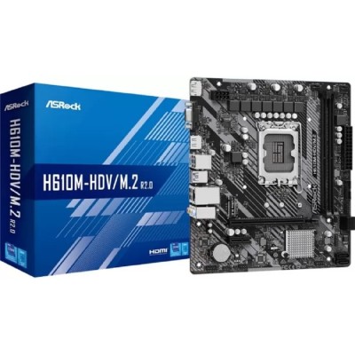Материнская плата ASROCK H610M-HDV/M.2 R2.0, LGA 1700, Intel H610, mATX, Ret Материнская плата ASROCK H610M-HDV/M.2 R2.0, LGA 1700, Intel H610, mATX, Ret