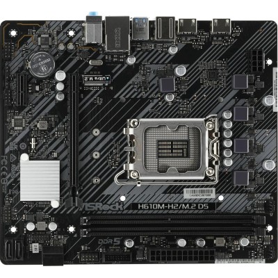 Материнская плата ASROCK H610M-H2/M.2 D5, Socket 1700, Intel®H610, 2xDDR5-4800, HDMI+HDMI, 1xPCI-Ex16, 1xPCI-Ex1, 4xSATA3, 1xM.2, 8Ch Audio, GLan, (4+2)xUSB2.0, (2+2)xUSB3.2, 1xPS/2, mATX, RTL Материнская плата ASROCK H610M-H2/M.2 D5, Socket 1700, Intel®H610, 2xDDR5-4800, HDMI+HDMI, 1xPCI-Ex16, 1xPCI-Ex1, 4xSATA3, 1xM.2, 8Ch Audio, GLan, (4+2)xUSB2.0, (2+2)xUSB3.2, 1xPS/2, mATX, RTL