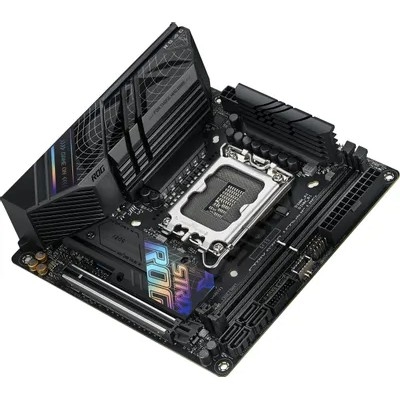 Материнская плата ASUS ROG STRIX B760-I GAMING WIFI (Socket 1700, mini ITX, 2xDDR5(96GB), DP/HDMI, 1xPCIe 5.0x16, 1xLAN (2.5GbE), Wi-Fi, 4xSATA 6Gb/s, 2xM.2, 2xType-C, 3xUSB 3.2, 3xUSB 2.0) Материнская плата ASUS ROG STRIX B760-I GAMING WIFI (Socket 1700, mini ITX, 2xDDR5(96GB), DP/HDMI, 1xPCIe 5.0x16, 1xLAN (2.5GbE), Wi-Fi, 4xSATA 6Gb/s, 2xM.2, 2xType-C, 3xUSB 3.2, 3xUSB 2.0)