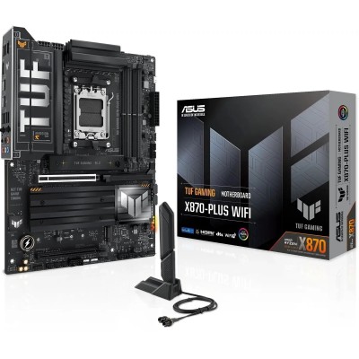 Материнская плата ASUS TUF GAMING X870-PLUS WIFI (Socket AM5, ATX, 4xDDR5(192GB), HDMI, 1xPCIe 5.0x16/1xPCIe 4.0x16, 1xLAN (2.5GbE), Wi-Fi 7, BT 5.4, 2xSATA 6Gb/s, 4xM.2, 2xType-C, 7xUSB 3.2, 1xUSB 2.0) Материнская плата ASUS TUF GAMING X870-PLUS WIFI (Socket AM5, ATX, 4xDDR5(192GB), HDMI, 1xPCIe 5.0x16/1xPCIe 4.0x16, 1xLAN (2.5GbE), Wi-Fi 7, BT 5.4, 2xSATA 6Gb/s, 4xM.2, 2xType-C, 7xUSB 3.2, 1xUSB 2.0)