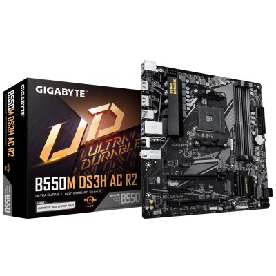 Материнская плата Gigabyte B550M DS3H AC R2 Soc-AM4 AMD B550 4xDDR4 mATX AC`97 8ch(7.1) GbLAN RAID+HDMI+DP Материнская плата Gigabyte B550M DS3H AC R2 Soc-AM4 AMD B550 4xDDR4 mATX AC`97 8ch(7.1) GbLAN RAID+HDMI+DP