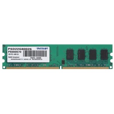 Модуль памяти Patriot DDR2 DIMM 2GB (PC2-6400) 800MHz PSD22G80026 Модуль памяти Patriot DDR2 DIMM 2GB (PC2-6400) 800MHz PSD22G80026