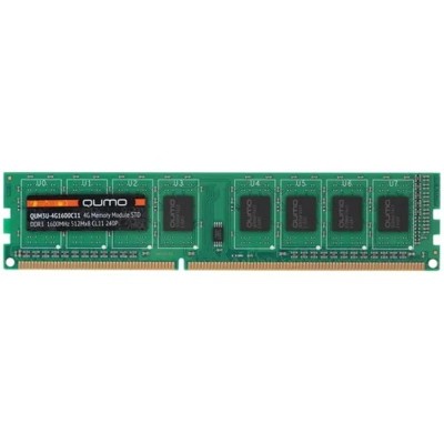 Модуль памяти QUMO DDR3 DIMM 4GB (PC3-12800) 1600MHz QUM3U-4G1600C11 512x8chips OEM/RTL Модуль памяти QUMO DDR3 DIMM 4GB (PC3-12800) 1600MHz QUM3U-4G1600C11 512x8chips OEM/RTL