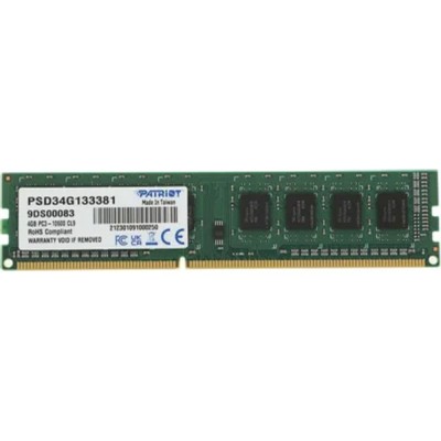 Модуль памяти Patriot DDR3 DIMM 4GB (PC3-10600) 1333MHz PSD34G133381 Модуль памяти Patriot DDR3 DIMM 4GB (PC3-10600) 1333MHz PSD34G133381