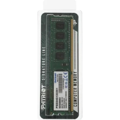 Модуль памяти Patriot DDR3 DIMM 4GB (PC3-10600) 1333MHz PSD34G133381 Модуль памяти Patriot DDR3 DIMM 4GB (PC3-10600) 1333MHz PSD34G133381