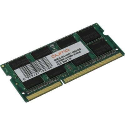 Модуль памяти QUMO DDR3 SODIMM 8GB QUM3S-8G1600C11(R) PC3-12800, 1600MHz OEM/RTL Модуль памяти QUMO DDR3 SODIMM 8GB QUM3S-8G1600C11(R) PC3-12800, 1600MHz OEM/RTL