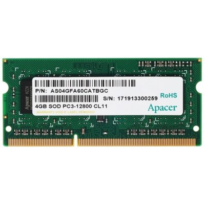Модуль памяти Apacer DDR3 SODIMM 4GB DS.04G2K.KAM PC3-12800, 1600MHz Модуль памяти Apacer DDR3 SODIMM 4GB DS.04G2K.KAM PC3-12800, 1600MHz