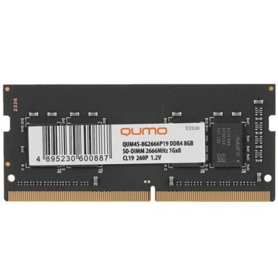 Модуль памяти QUMO DDR4 SODIMM 8GB QUM4S-8G2666P19 PC4-21300, 2666MHz OEM/RTL Модуль памяти QUMO DDR4 SODIMM 8GB QUM4S-8G2666P19 PC4-21300, 2666MHz OEM/RTL