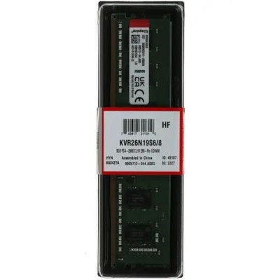 Модуль памяти Kingston DDR4 DIMM 8GB KVR26N19S6/8 PC4-21300, 2666MHz, CL19 Модуль памяти Kingston DDR4 DIMM 8GB KVR26N19S6/8 PC4-21300, 2666MHz, CL19
