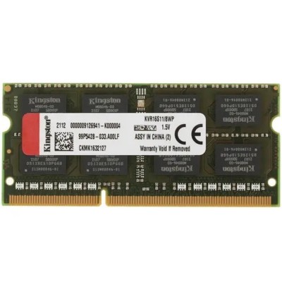 Модуль памяти Kingston DDR3 SODIMM 8GB KVR16S11/8WP PC3-12800, 1600MHz Модуль памяти Kingston DDR3 SODIMM 8GB KVR16S11/8WP PC3-12800, 1600MHz