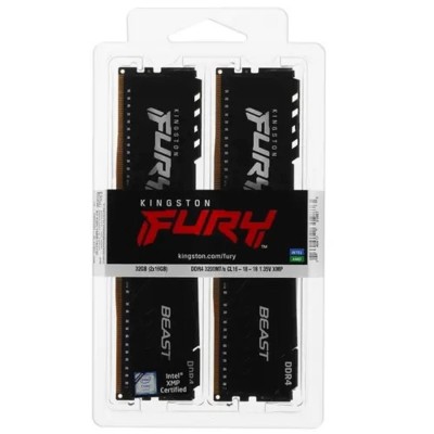 Модуль памяти Kingston DDR4 DIMM 32GB Kit 2x16Gb KF432C16BB1K2/32 PC4-25600, 3200MHz, CL16 Модуль памяти Kingston DDR4 DIMM 32GB Kit 2x16Gb KF432C16BB1K2/32 PC4-25600, 3200MHz, CL16
