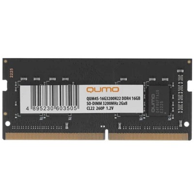 Модуль памяти QUMO DDR4 SODIMM 16GB QUM4S-16G3200N22 PC4-25600, 3200MHz OEM/RTL Модуль памяти QUMO DDR4 SODIMM 16GB QUM4S-16G3200N22 PC4-25600, 3200MHz OEM/RTL