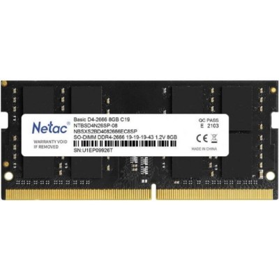 Модуль памяти Netac SO-DIMM DDR4 8Gb PC21300 2666MHz CL19 1.2V (NTBSD4N26SP-08) Модуль памяти Netac SO-DIMM DDR4 8Gb PC21300 2666MHz CL19 1.2V (NTBSD4N26SP-08)
