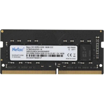 Модуль памяти Netac DDR4 16Gb 3200MHz NTBSD4N32SP-16 Basic RTL PC4-25600 CL22 SO-DIMM 260-pin 1.2В single rank Модуль памяти Netac DDR4 16Gb 3200MHz NTBSD4N32SP-16 Basic RTL PC4-25600 CL22 SO-DIMM 260-pin 1.2В single rank