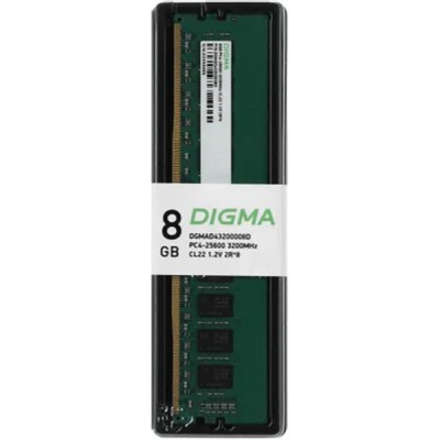 Модуль памяти Digma DDR4 DIMM 8GB DGMAD43200008D PC4-25600, 3200MHz Модуль памяти Digma DDR4 DIMM 8GB DGMAD43200008D PC4-25600, 3200MHz