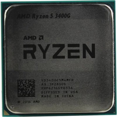 Процессор CPU AMD Ryzen 5 3400G OEM (YD3400C5M4MFH) 3.7GHz up to 4.2GHz/4x512Kb+4Mb, 4C/8T, Picasso, 12nm, 65W, Radeon Vega 11 1400MHz, unlocked, AM4 Процессор CPU AMD Ryzen 5 3400G OEM (YD3400C5M4MFH) 3.7GHz up to 4.2GHz/4x512Kb+4Mb, 4C/8T, Picasso, 12nm, 65W, Radeon Vega 11 1400MHz, unlocked, AM4