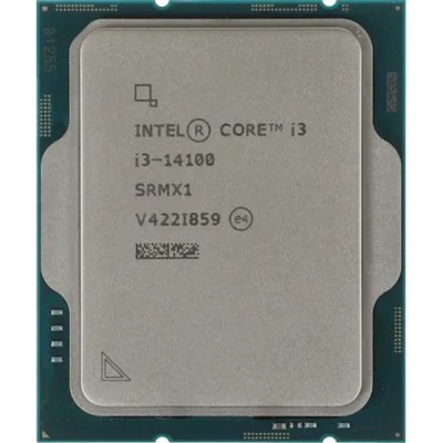 Процессор CPU Intel Core i3-14100 3.5GHz 4/8 Raptor Lake Refresh Intel UHD730 60W LGA1700 OEM Процессор CPU Intel Core i3-14100 3.5GHz 4/8 Raptor Lake Refresh Intel UHD730 60W LGA1700 OEM