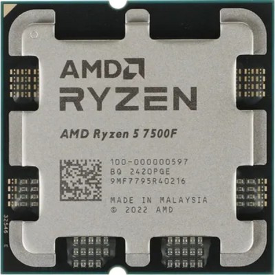 Процессор CPU AMD Ryzen 5 7500F OEM (100-000000597) Base 3,70GHz, Turbo 5,00GHz, without graphics, L3 32Mb, TDP 65W, AM5 Процессор CPU AMD Ryzen 5 7500F OEM (100-000000597) Base 3,70GHz, Turbo 5,00GHz, without graphics, L3 32Mb, TDP 65W, AM5