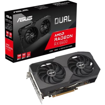Видеокарта Asus PCI-E 4.0 DUAL-RX6600-8G AMD Radeon RX 6600 8Gb 128bit GDDR6 2044/14000 HDMIx1 DPx3 HDCP Ret Видеокарта Asus PCI-E 4.0 DUAL-RX6600-8G AMD Radeon RX 6600 8Gb 128bit GDDR6 2044/14000 HDMIx1 DPx3 HDCP Ret