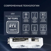 Видеокарта ASUS GeForce RTX5060TI 8Gb DDR7 128 bit 3*DP/HDMI 2 FAN (DUAL-RTX5060TI-O8G-WHITE) RTL